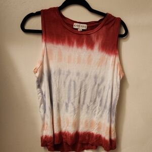 EUC Knox Rose Red and White Ombre Sleeveless Muscle Tee MEDIUM